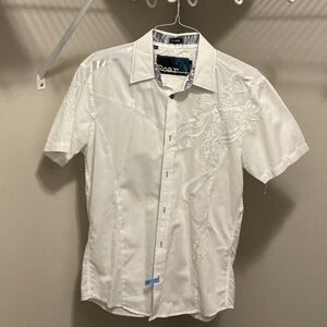 Roar Classic White Embroidered Roar Men's Shirt